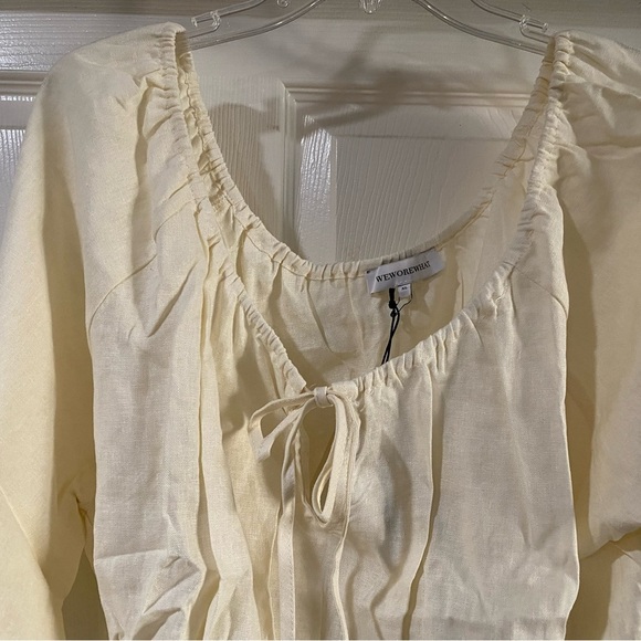 Who wore what whisper white ON/OFF SHOULDER TIE FRONT TOP linen blend Size XL - Picture 5 of 11